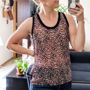 Reiss Semi Sheer Printed Sleeveless Tank Top Blouse - Size XS